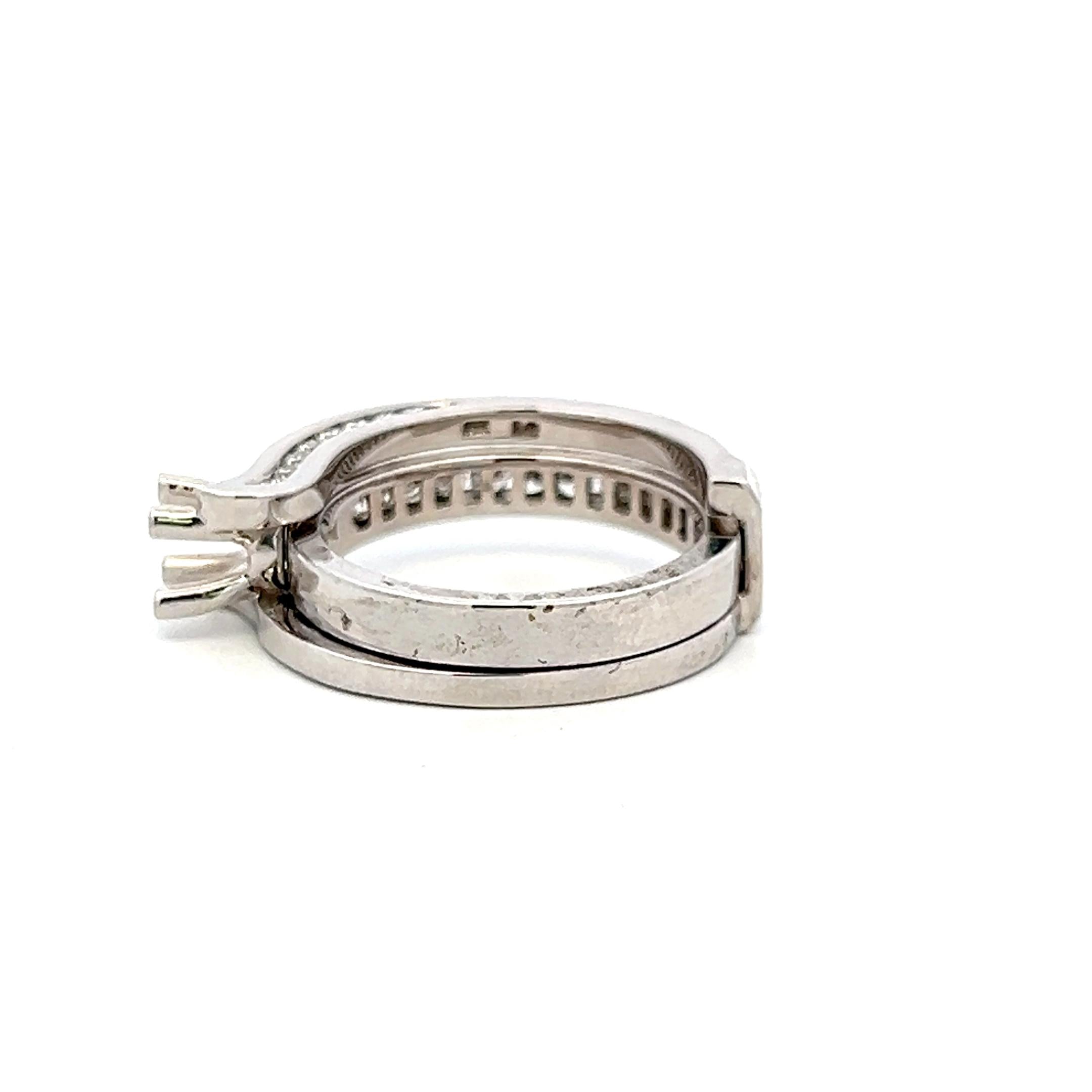 14K White Gold Semi Mount Ring with 0.53ct Round G VS Diamonds 4x4mm Size 6