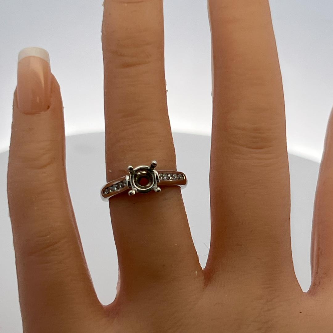 Platinum Semi Mount Ring with 0.21 Carat Round H VS Diamonds Fits 7.00mm 1.25ct