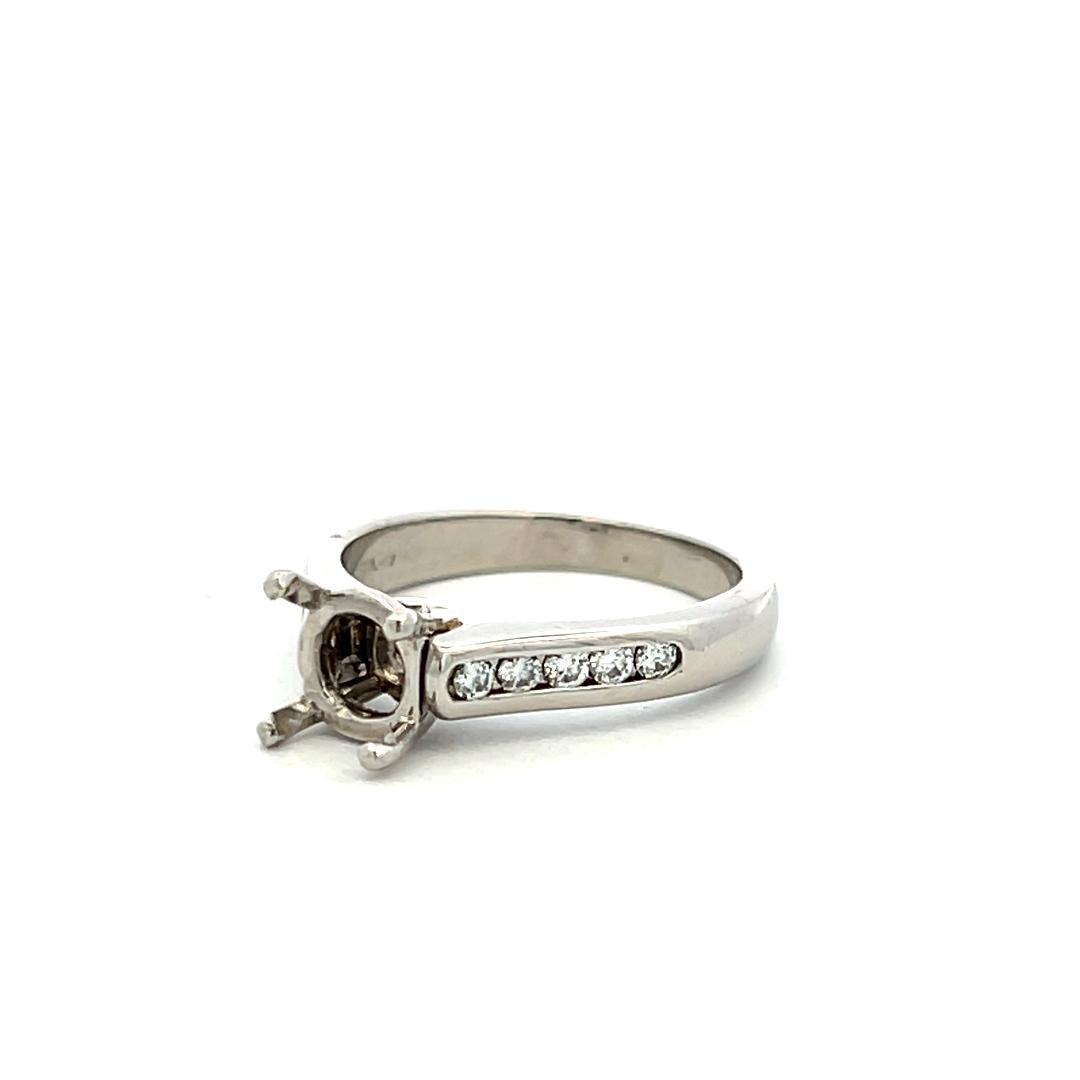 Platinum Semi Mount Ring with 0.21 Carat Round H VS Diamonds Fits 7.00mm 1.25ct