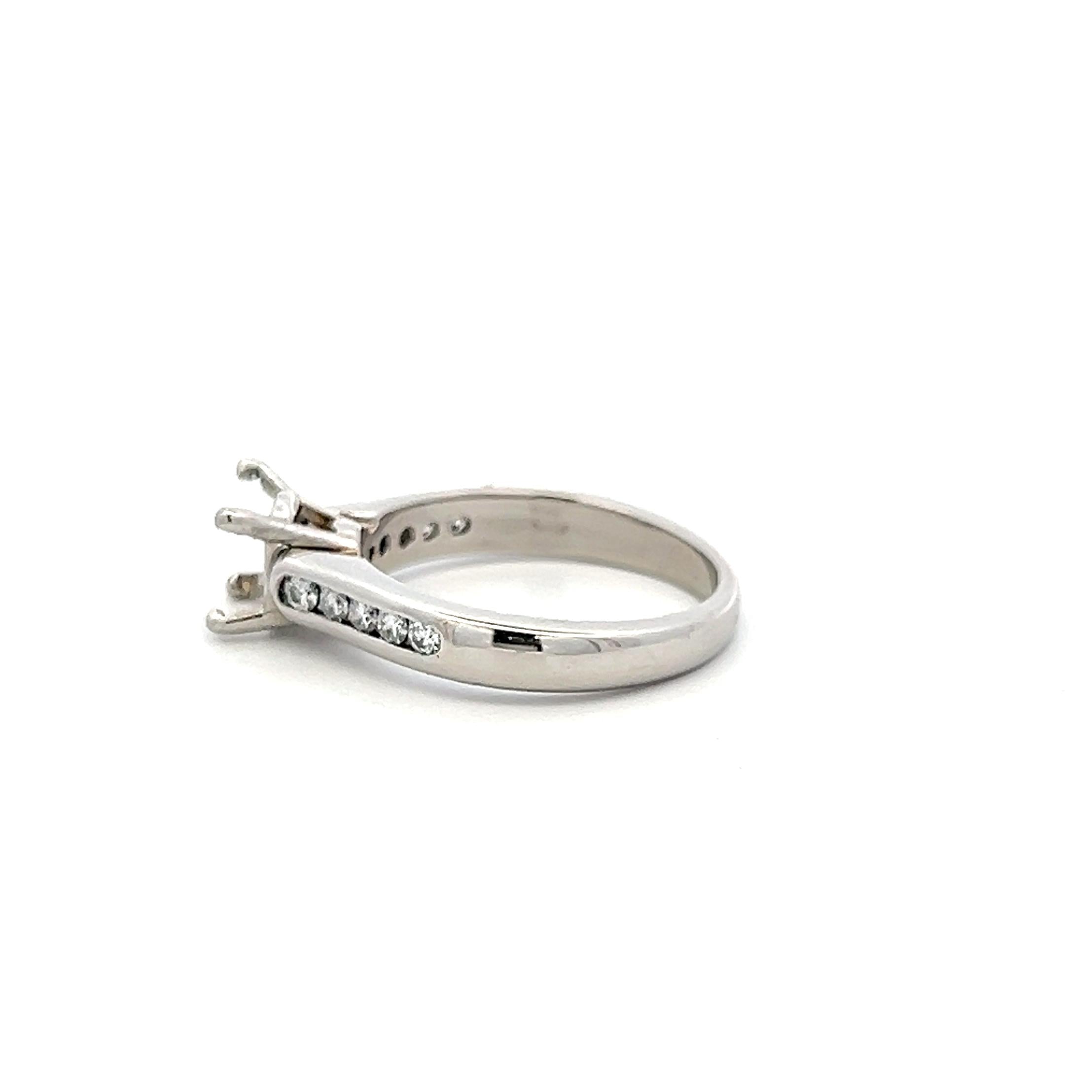 Platinum Semi Mount Ring with 0.21 Carat Round H VS Diamonds Fits 7.00mm 1.25ct