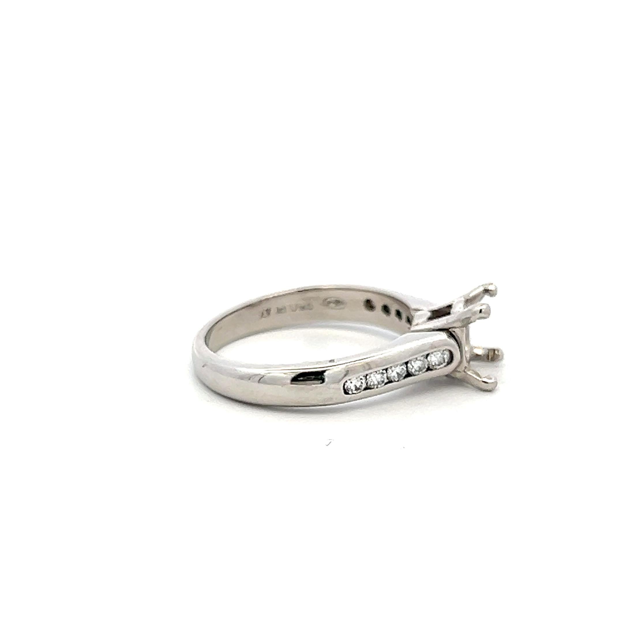 Platinum Semi Mount Ring with 0.21 Carat Round H VS Diamonds Fits 7.00mm 1.25ct