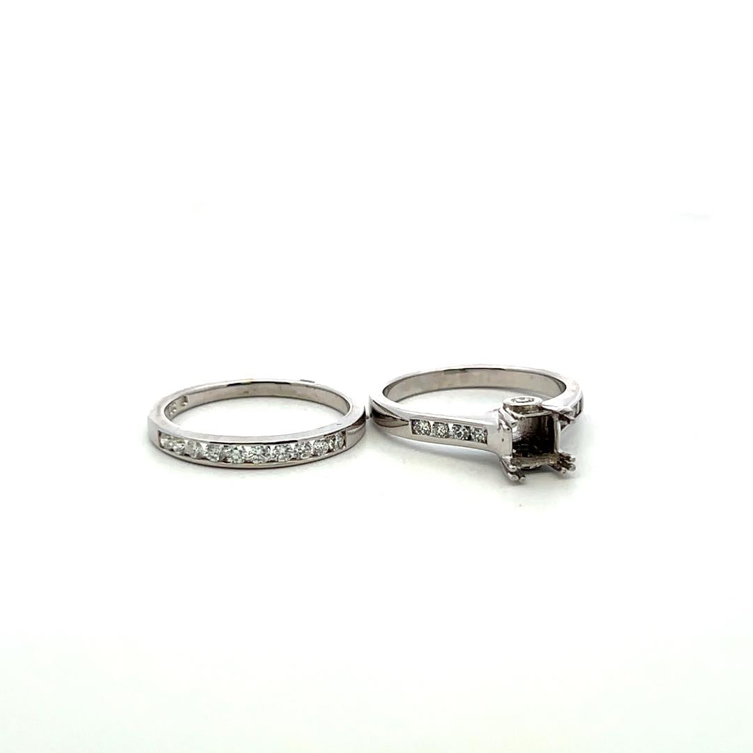 14K White Gold Semi Mount Ring with 0.52ct Round G VS Diamonds Fits 4.3x4.3mm