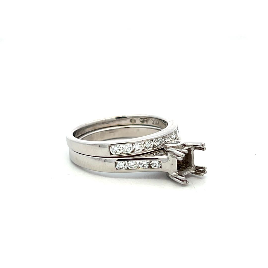 14K White Gold Semi Mount Ring with 0.52ct Round G VS Diamonds Fits 4.3x4.3mm