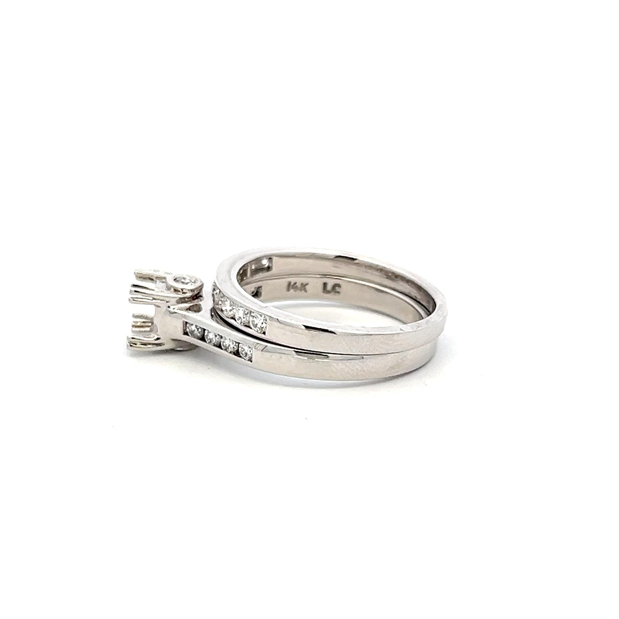 14K White Gold Semi Mount Ring with 0.52ct Round G VS Diamonds Fits 4.3x4.3mm