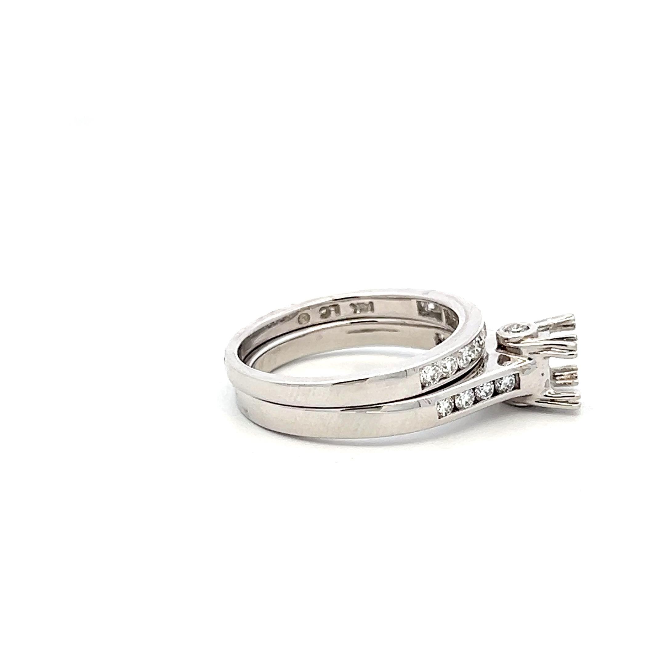 14K White Gold Semi Mount Ring with 0.52ct Round G VS Diamonds Fits 4.3x4.3mm