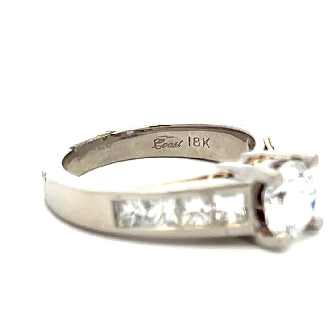 18K WG Engagement Ring 1ct Round E VS Lab-Grown & 1ct Natural Princess Diamonds