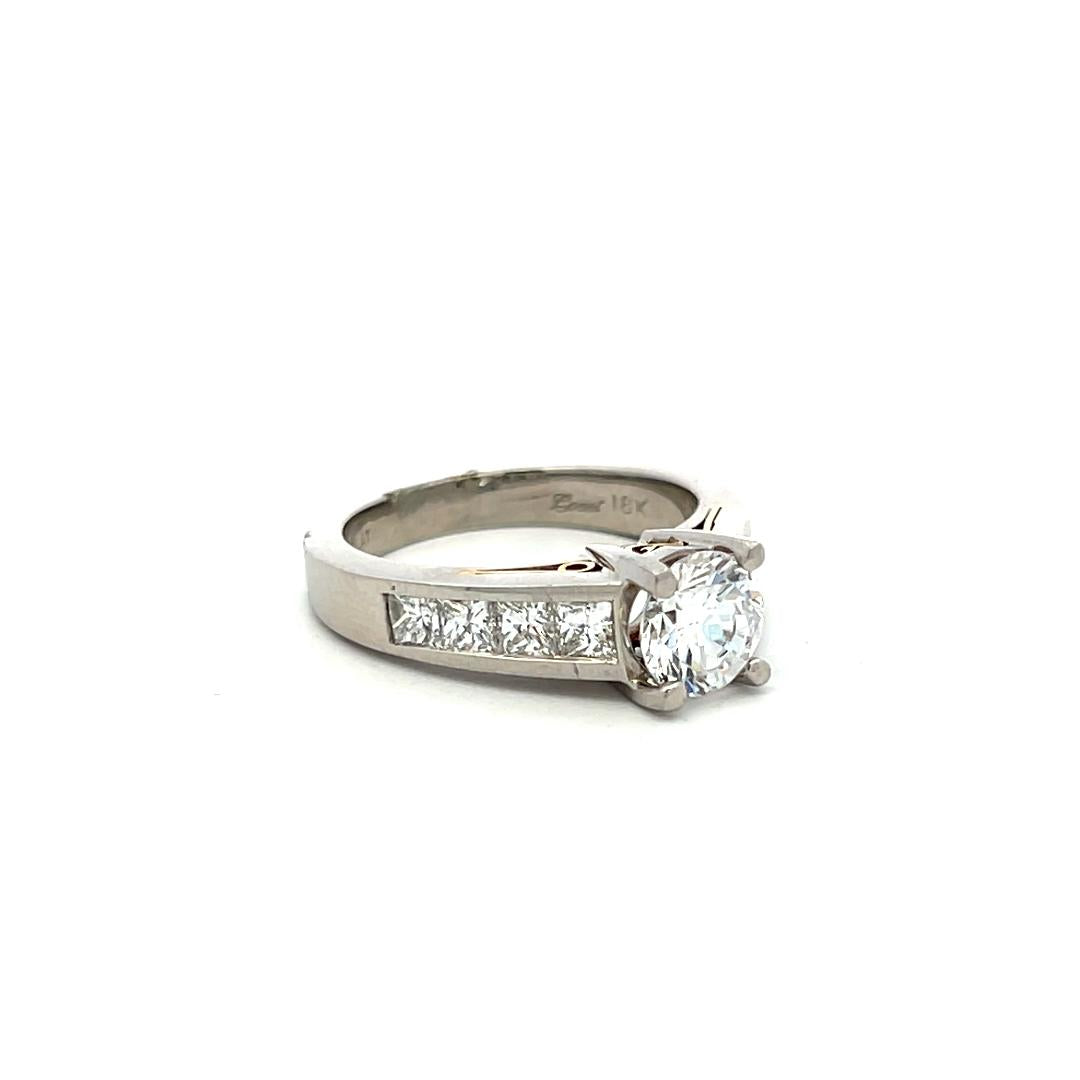18K WG Engagement Ring 1ct Round E VS Lab-Grown & 1ct Natural Princess Diamonds