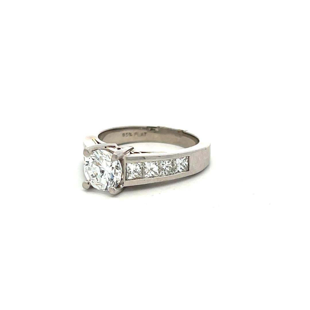 18K WG Engagement Ring 1ct Round E VS Lab-Grown & 1ct Natural Princess Diamonds