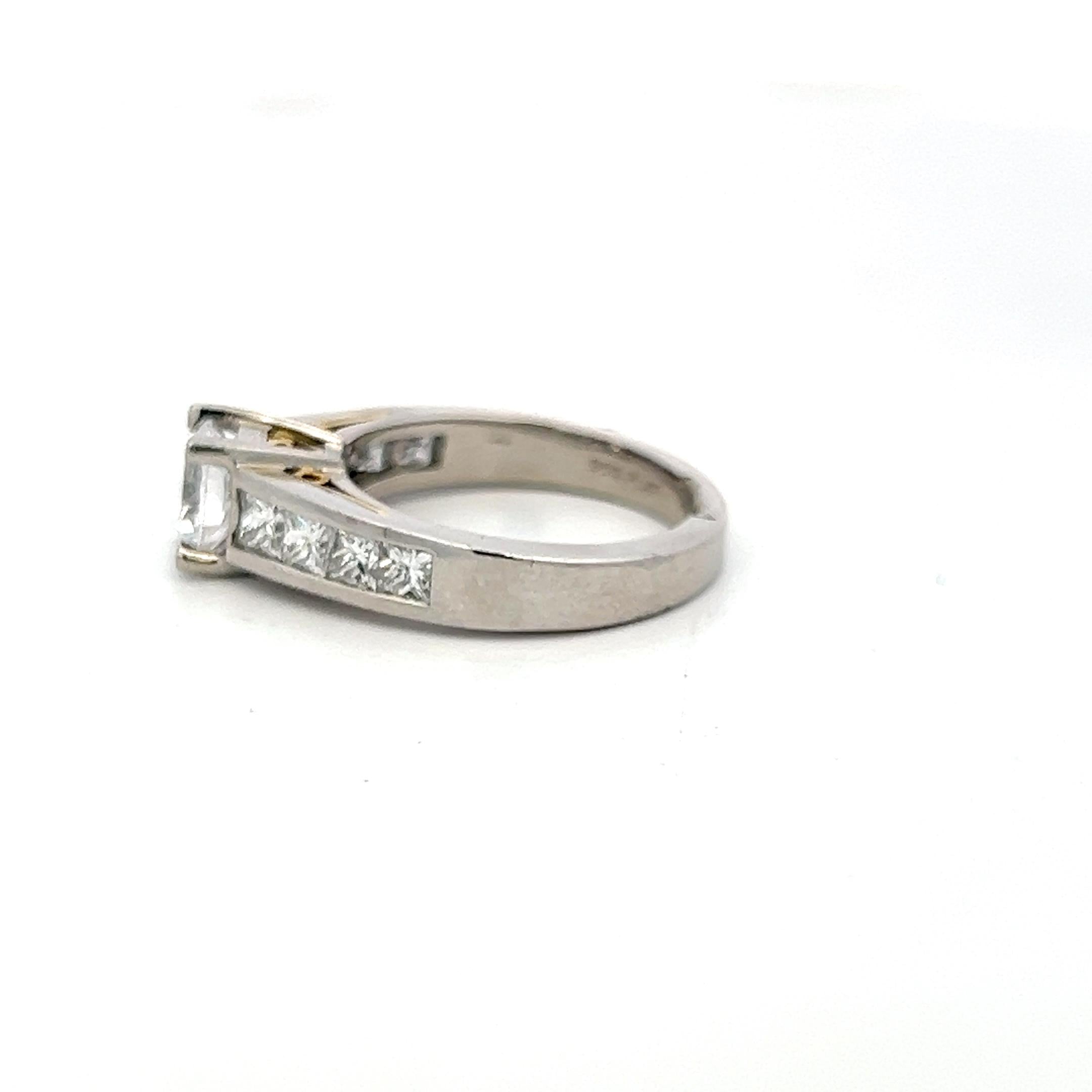 18K WG Engagement Ring 1ct Round E VS Lab-Grown & 1ct Natural Princess Diamonds