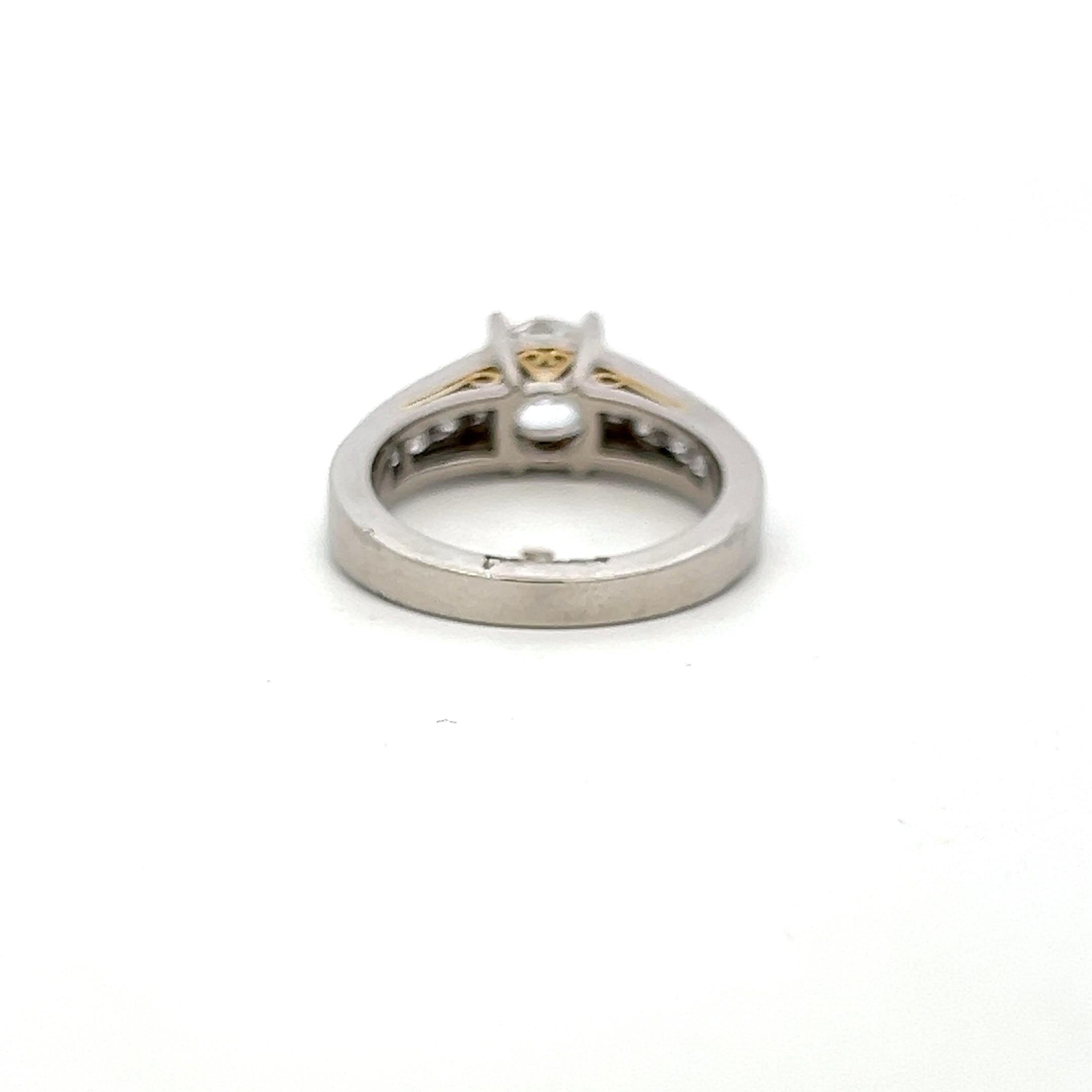 18K WG Engagement Ring 1ct Round E VS Lab-Grown & 1ct Natural Princess Diamonds