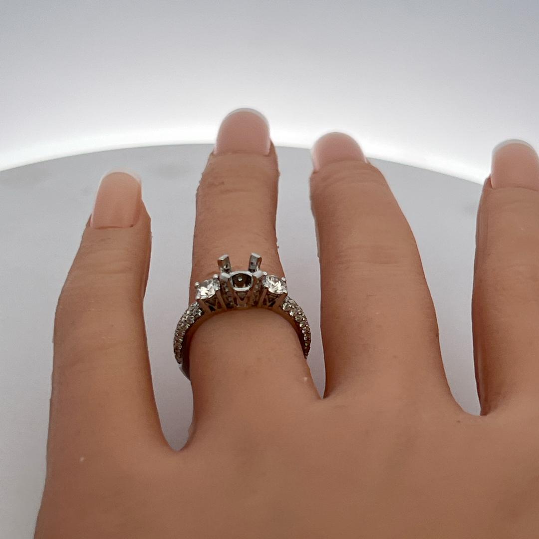 14K White Gold Semi Mount Ring 1.08ct Round G VS Diamonds Fits 5.6mm 0.75ct