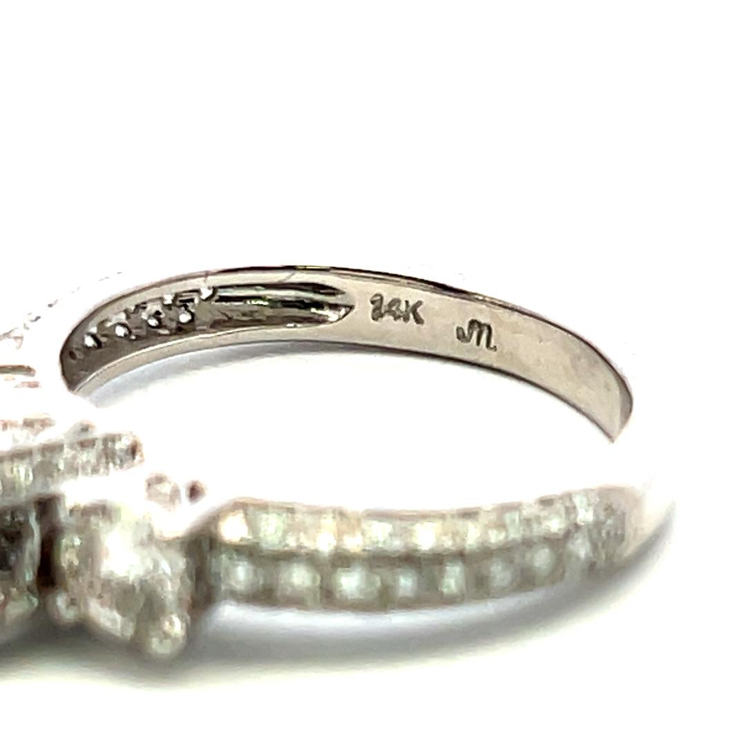 14K White Gold Semi Mount Ring 1.08ct Round G VS Diamonds Fits 5.6mm 0.75ct