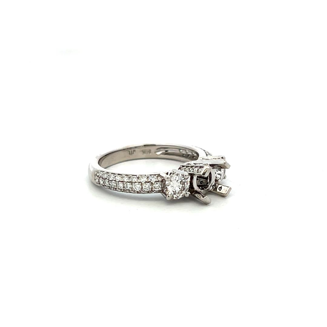 14K White Gold Semi Mount Ring 1.08ct Round G VS Diamonds Fits 5.6mm 0.75ct