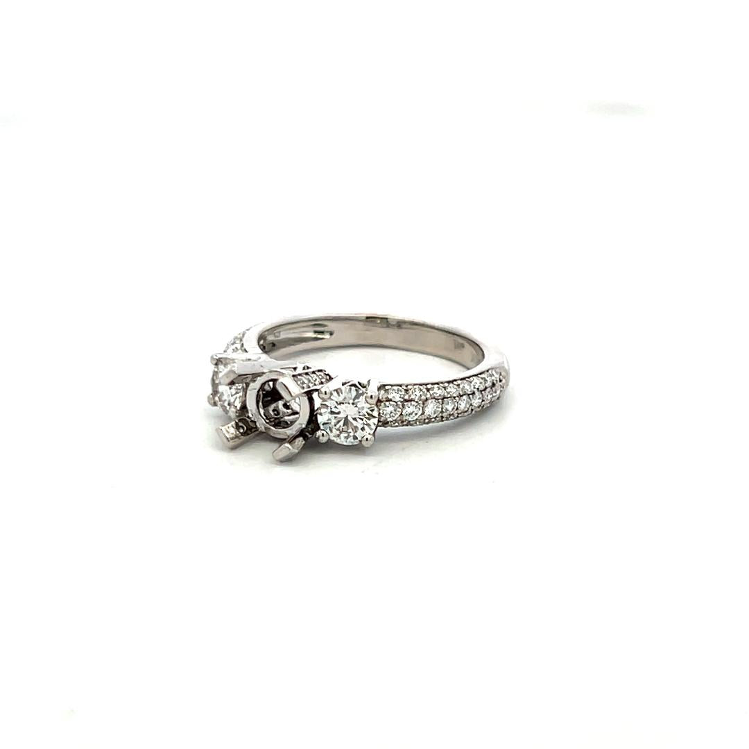 14K White Gold Semi Mount Ring 1.08ct Round G VS Diamonds Fits 5.6mm 0.75ct