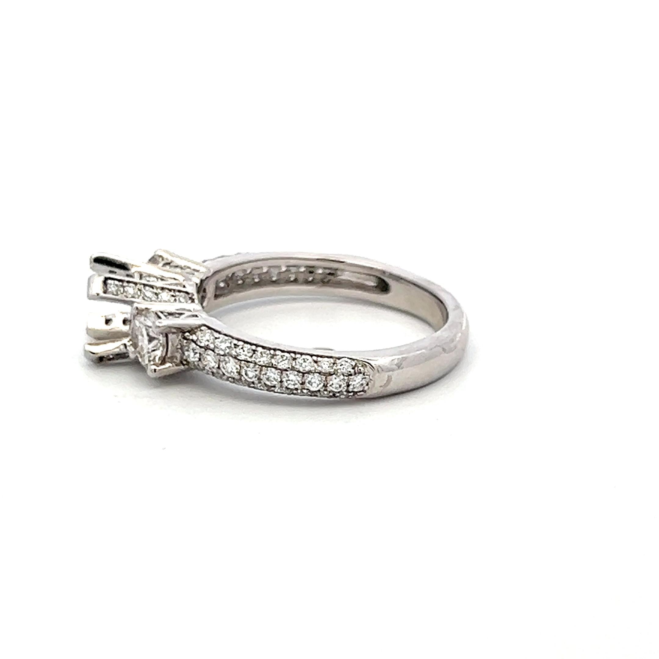14K White Gold Semi Mount Ring 1.08ct Round G VS Diamonds Fits 5.6mm 0.75ct
