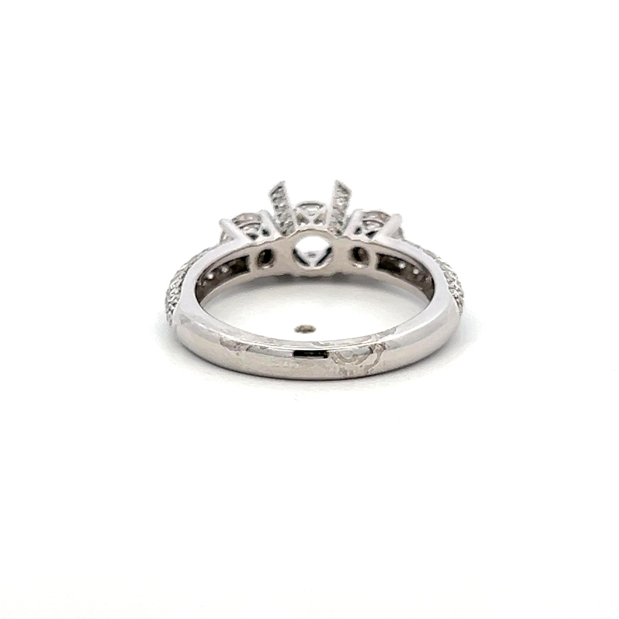 14K White Gold Semi Mount Ring 1.08ct Round G VS Diamonds Fits 5.6mm 0.75ct