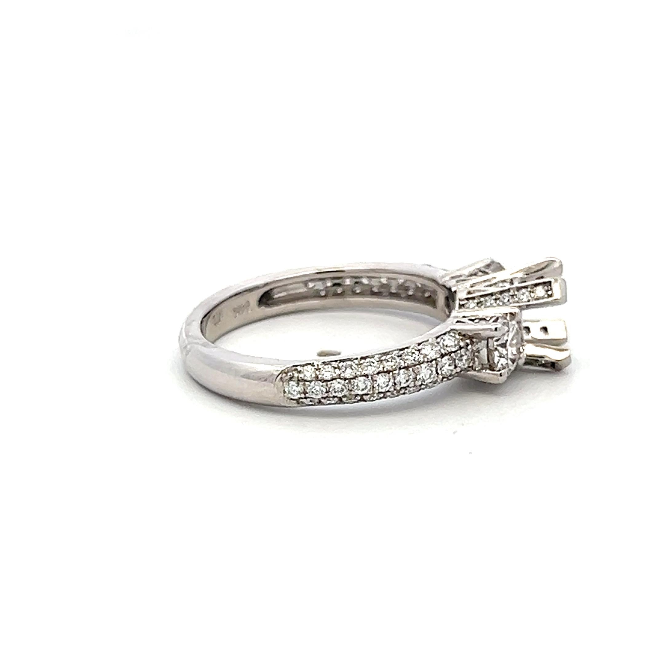 14K White Gold Semi Mount Ring 1.08ct Round G VS Diamonds Fits 5.6mm 0.75ct