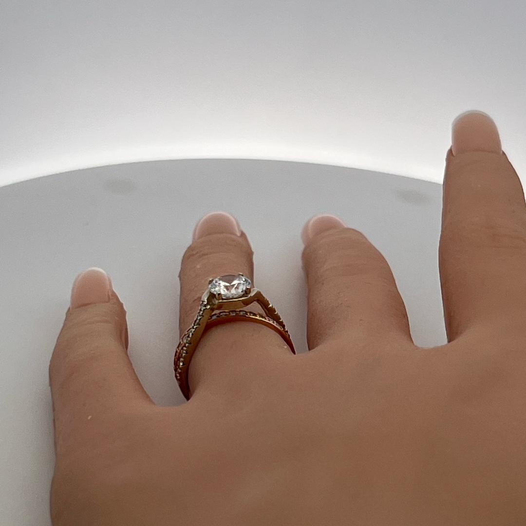 14K Two Tone Gold Engagement Ring 1.25ct Lab-Grown and 0.37ct Natural Diamonds