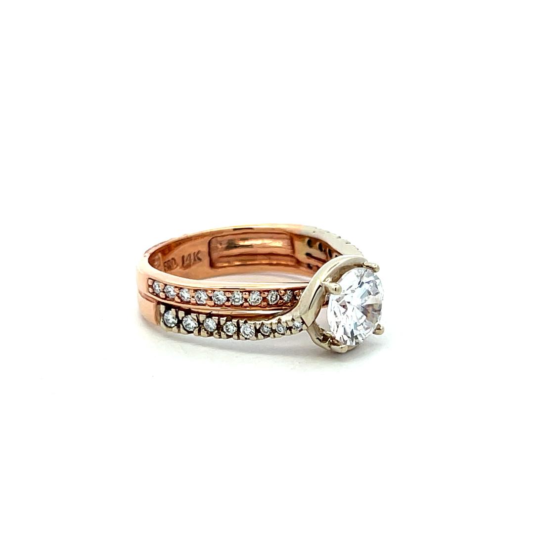 14K Two Tone Gold Engagement Ring 1.25ct Lab-Grown and 0.37ct Natural Diamonds