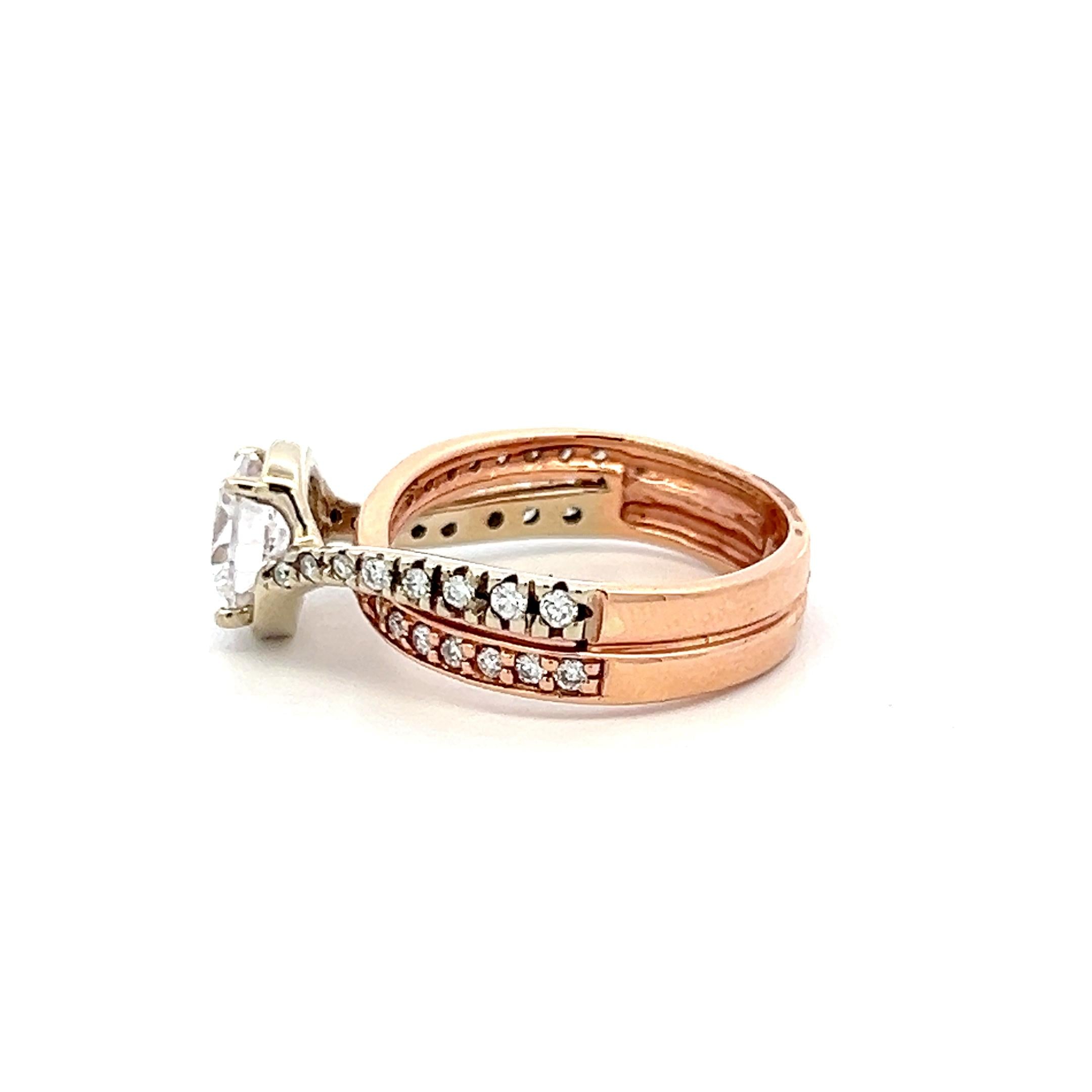 14K Two Tone Gold Engagement Ring 1.25ct Lab-Grown and 0.37ct Natural Diamonds