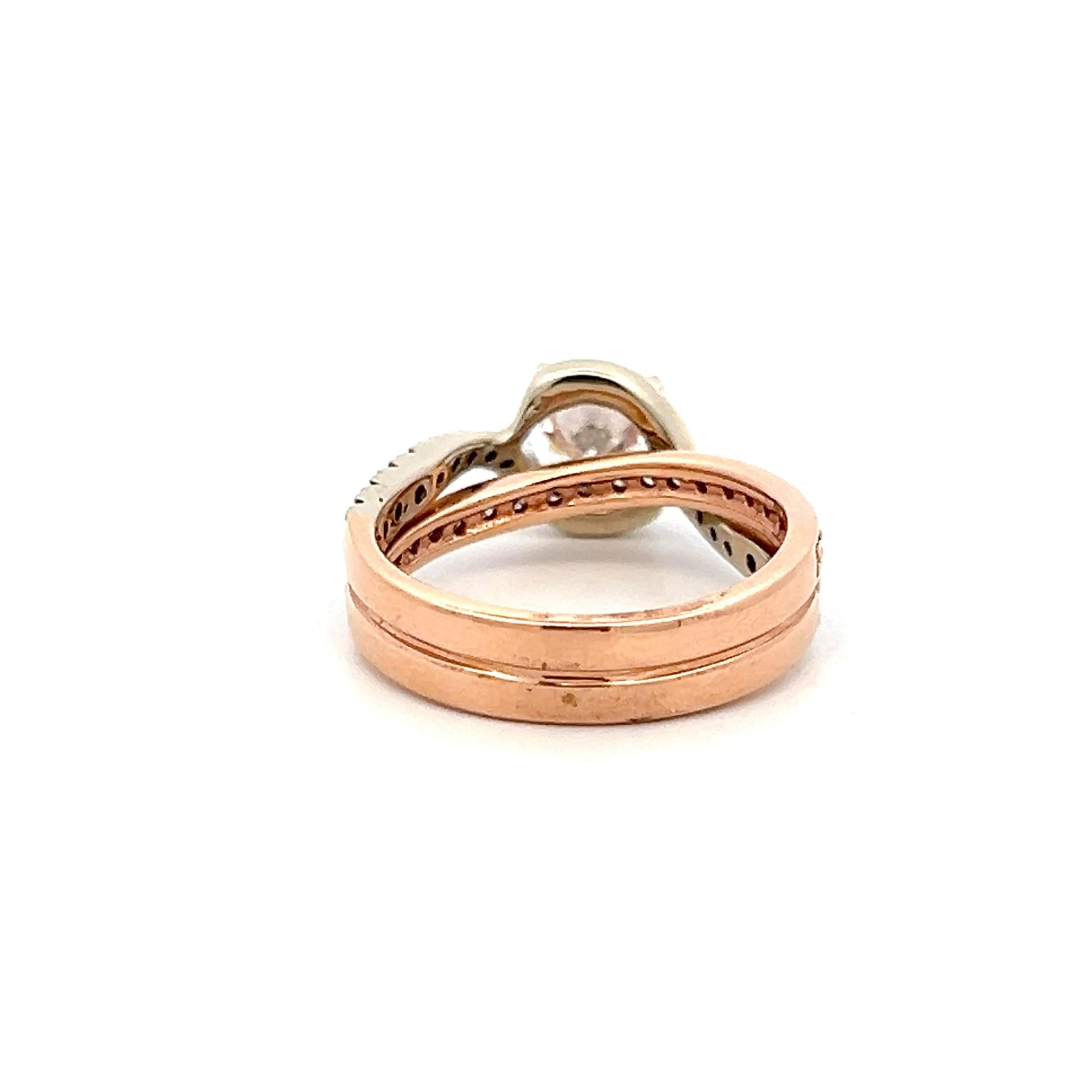 14K Two Tone Gold Engagement Ring 1.25ct Lab-Grown and 0.37ct Natural Diamonds