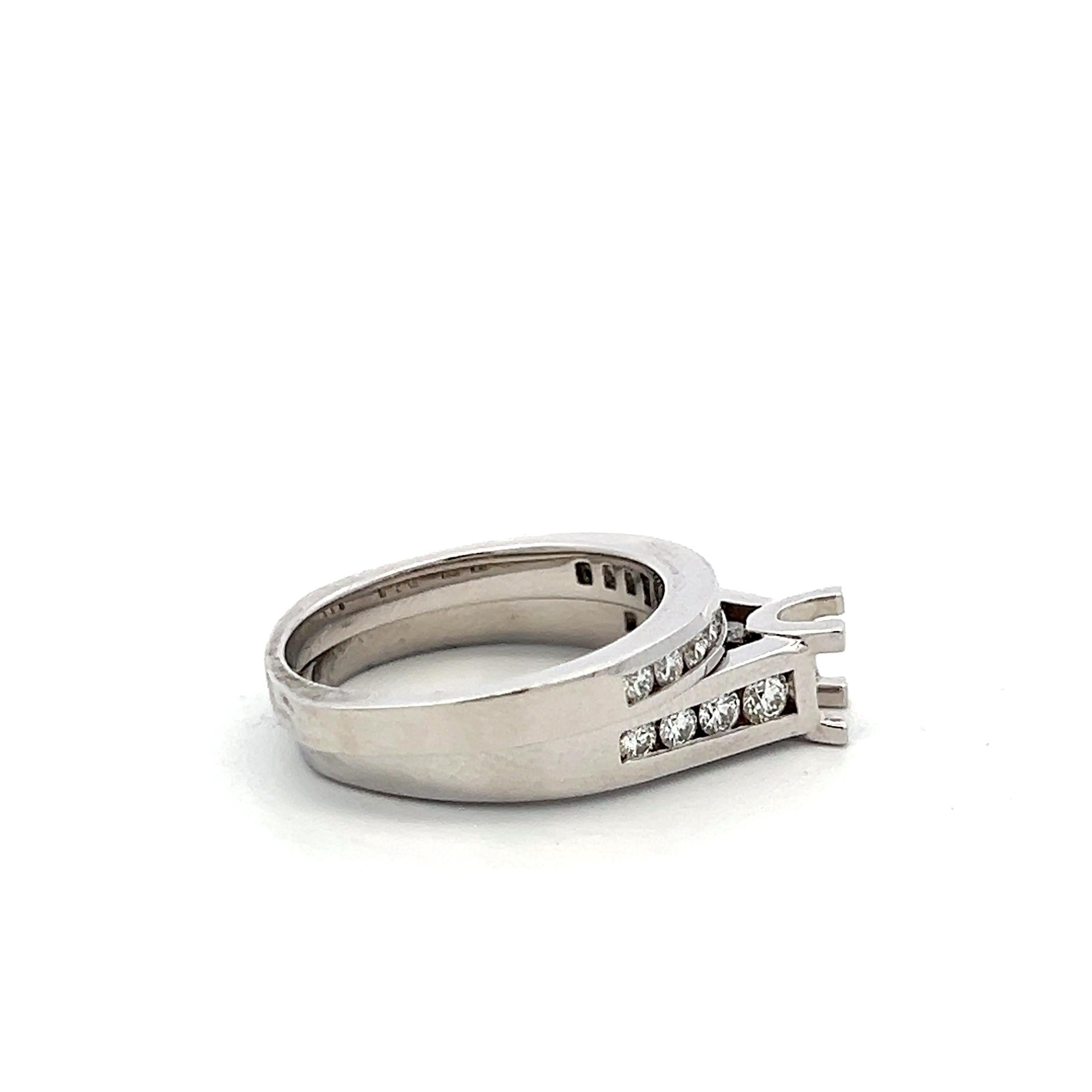 14K White Gold Semi Mount Ring and wedding band with 0.64ct Diamonds