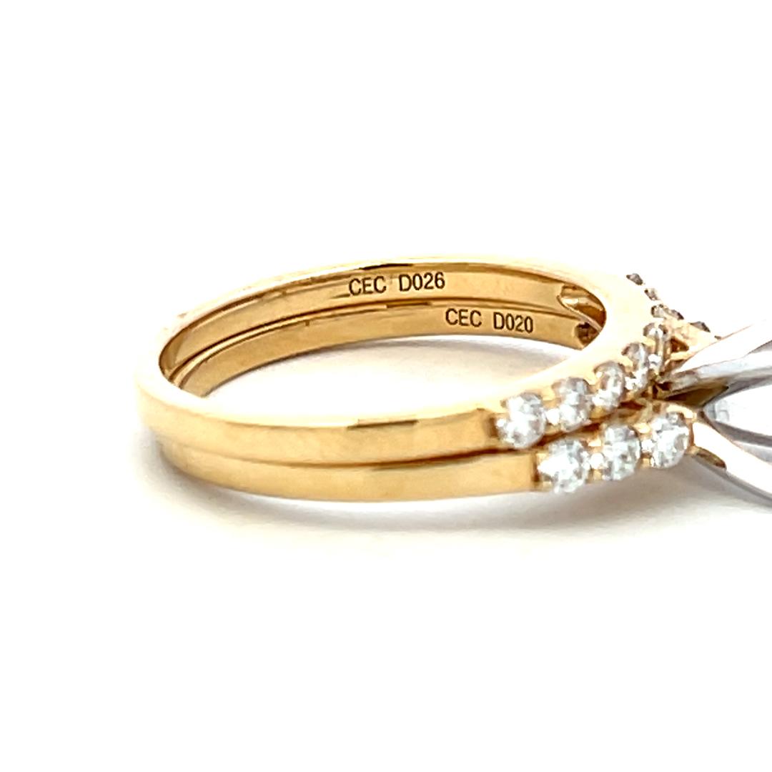 14K Yellow Gold Semi Mount Ring with 0.46 Carat Round Diamonds Fits 4.5mm