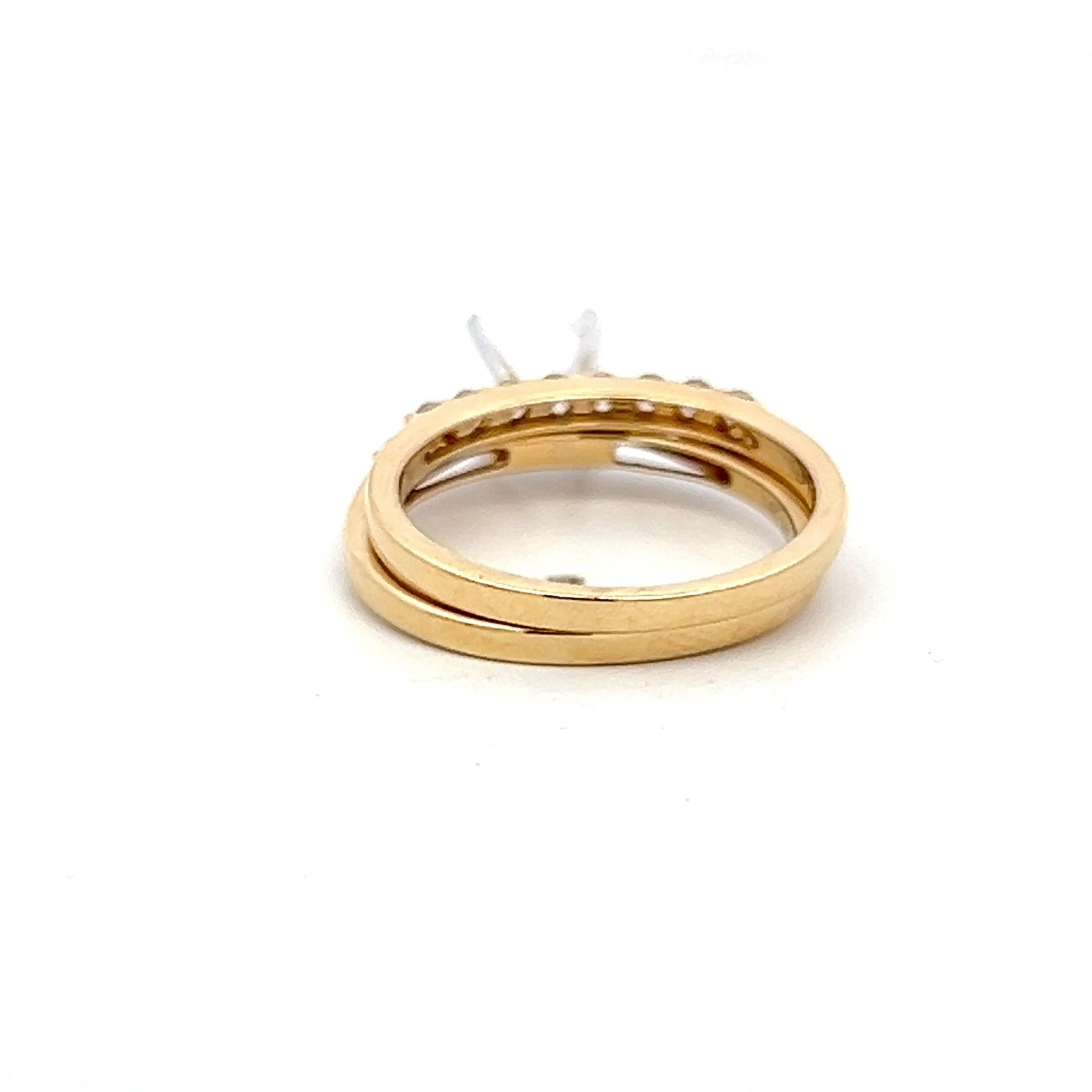 14K Yellow Gold Semi Mount Ring with 0.46 Carat Round Diamonds Fits 4.5mm