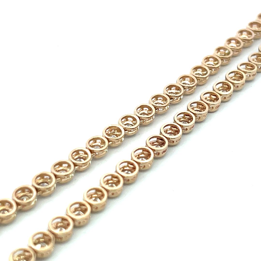 14K Yellow Gold Tennis Necklace with 9.13 Carat Round H VS Diamonds 22.7 Grams