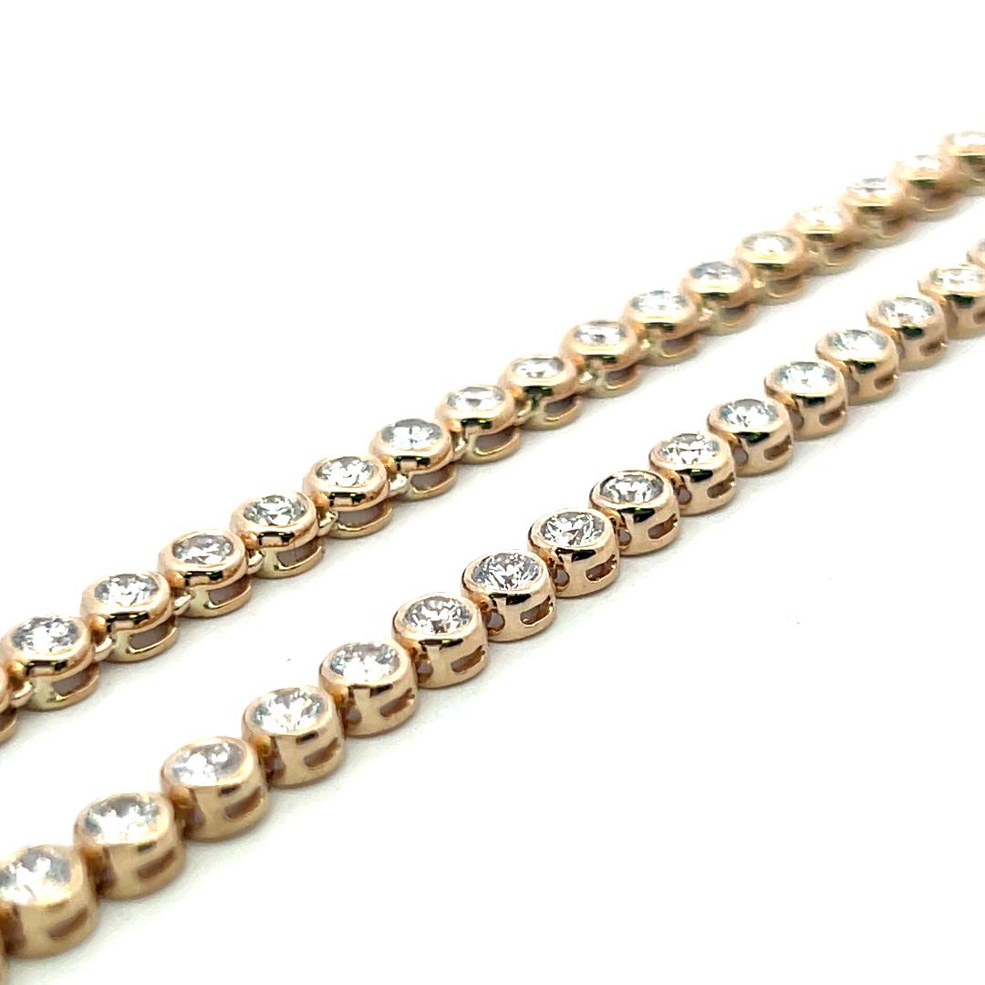 14K Yellow Gold Tennis Necklace with 9.13 Carat Round H VS Diamonds 22.7 Grams