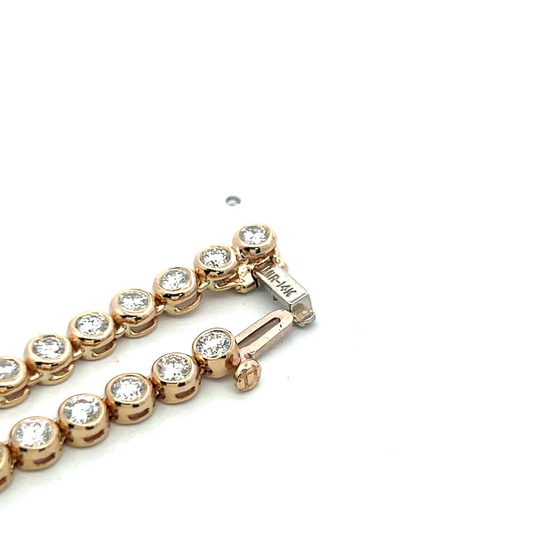 14K Yellow Gold Tennis Necklace with 9.13 Carat Round H VS Diamonds 22.7 Grams