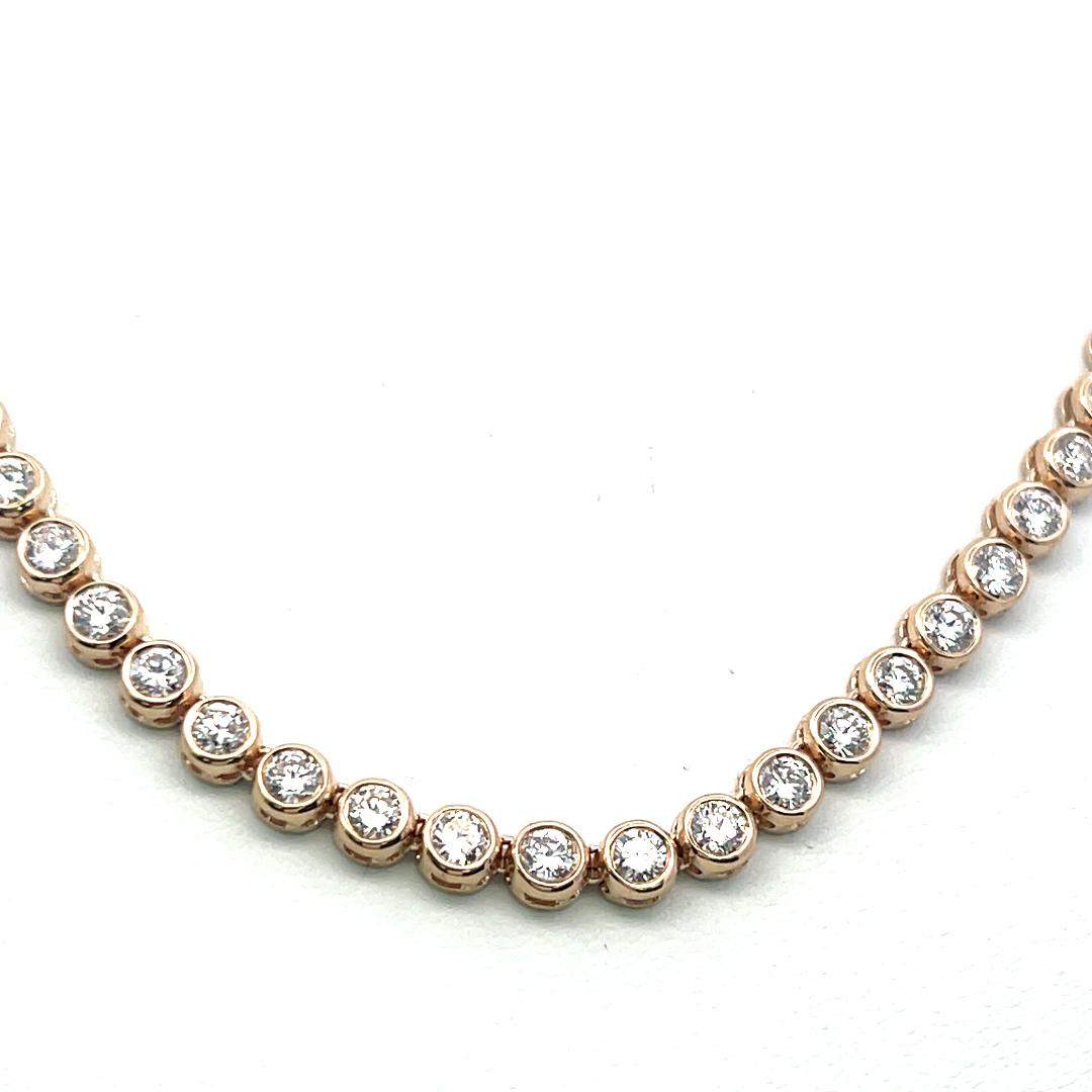 14K Yellow Gold Tennis Necklace with 9.13 Carat Round H VS Diamonds 22.7 Grams