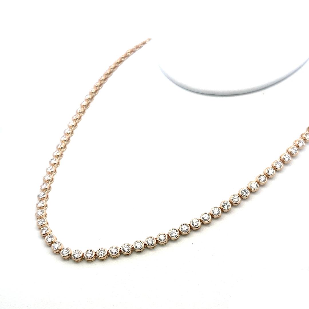 14K Yellow Gold Tennis Necklace with 9.13 Carat Round H VS Diamonds 22.7 Grams