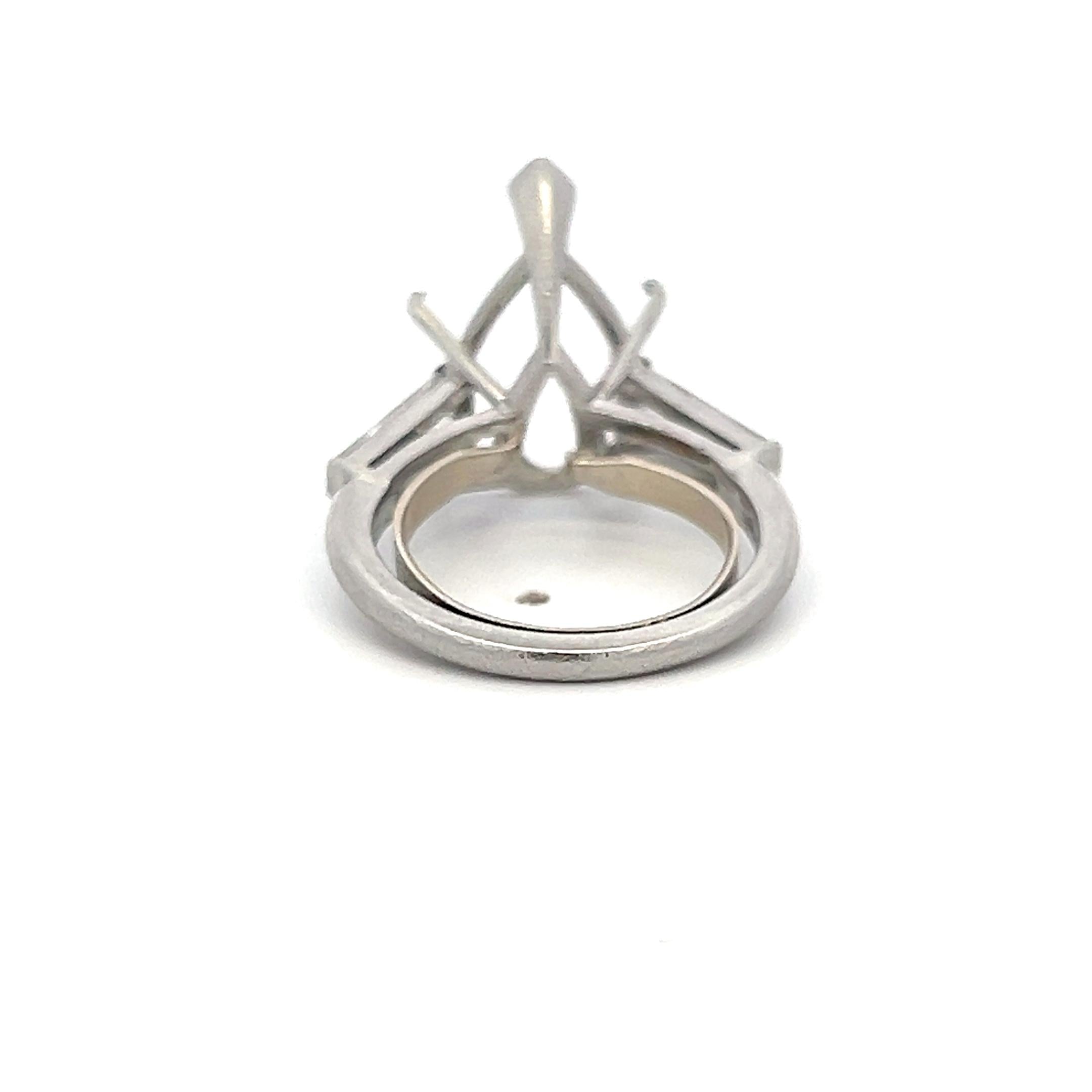 Platinum Semi Mount Ring with 1ct Tapered Baguette Diamonds Fits 17x11 MM 6.00ct