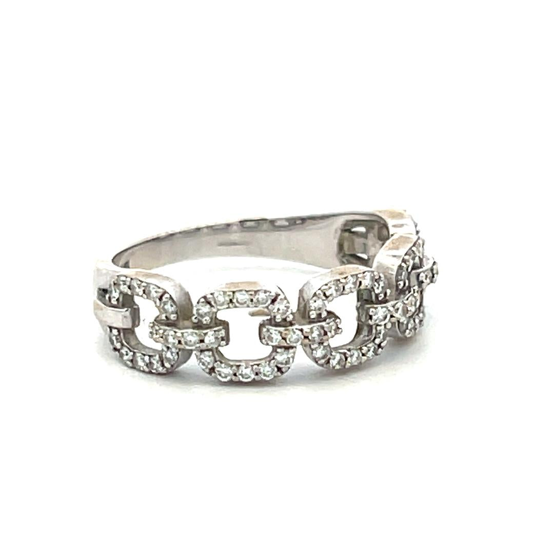 Vintage 18K Yellow Gold Band Ring with 0.2ct Round H VS Diamonds Size 5.5