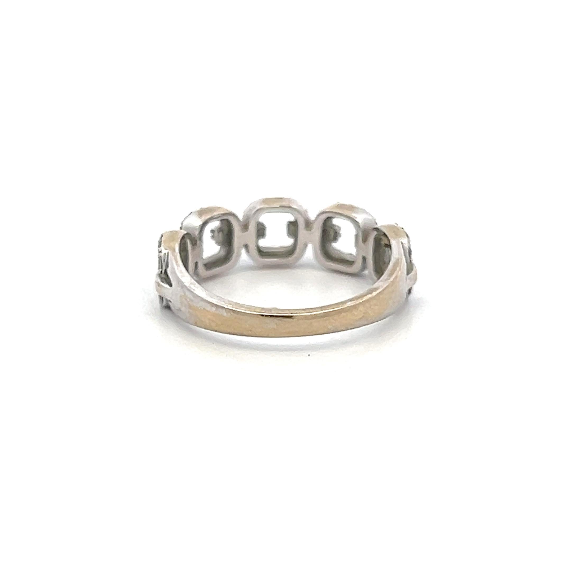 Vintage 18K Yellow Gold Band Ring with 0.2ct Round H VS Diamonds Size 5.5