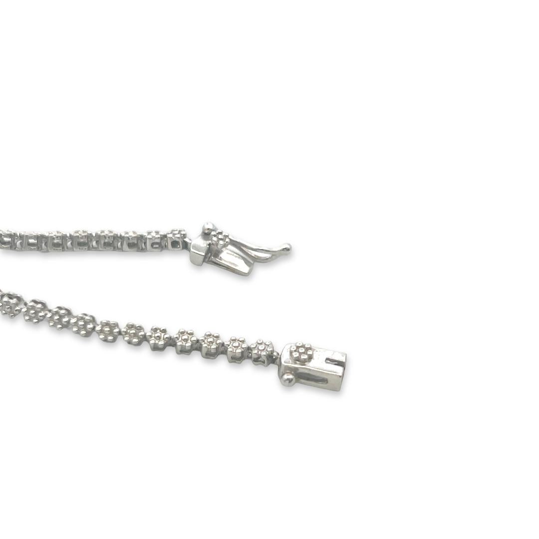 Vintage 14K White Gold Link Necklace with 3 Carat Round Diamonds 20.92 Gram