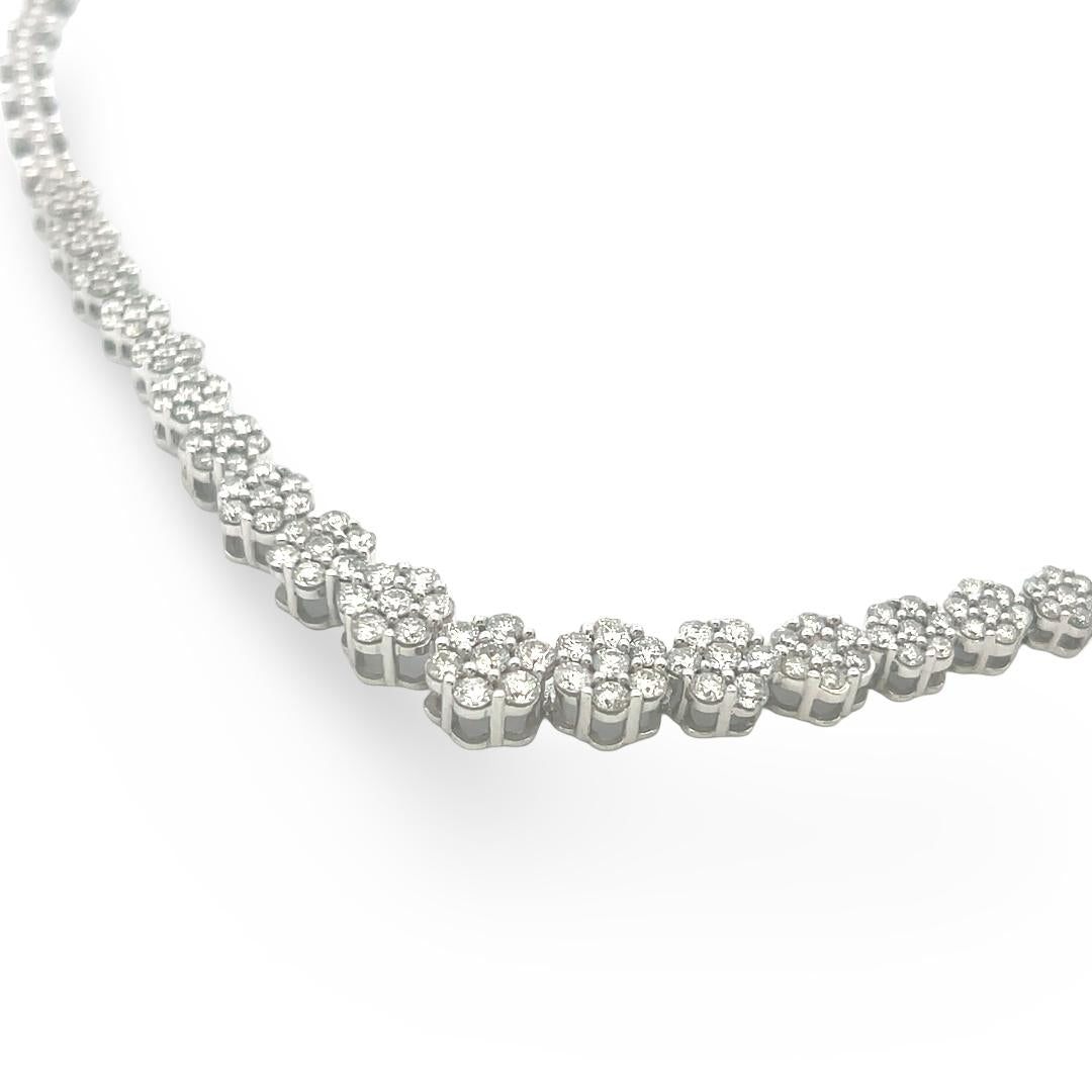 Vintage 14K White Gold Link Necklace with 3 Carat Round Diamonds 20.92 Gram