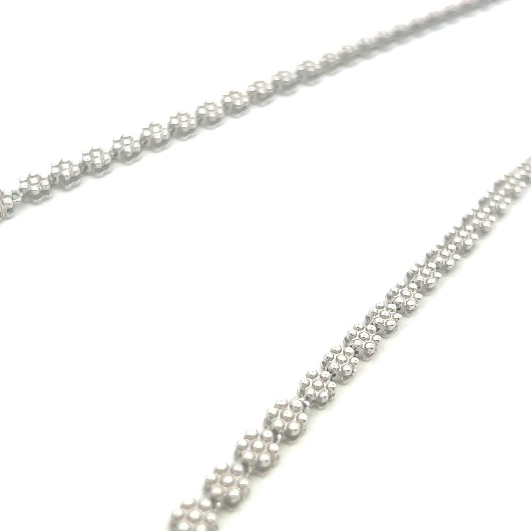Vintage 14K White Gold Link Necklace with 3 Carat Round Diamonds 20.92 Gram
