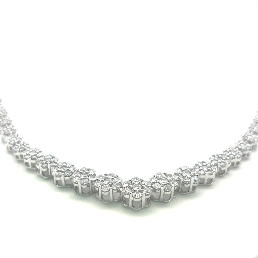 Vintage 14K White Gold Link Necklace with 3 Carat Round Diamonds 20.92 Gram