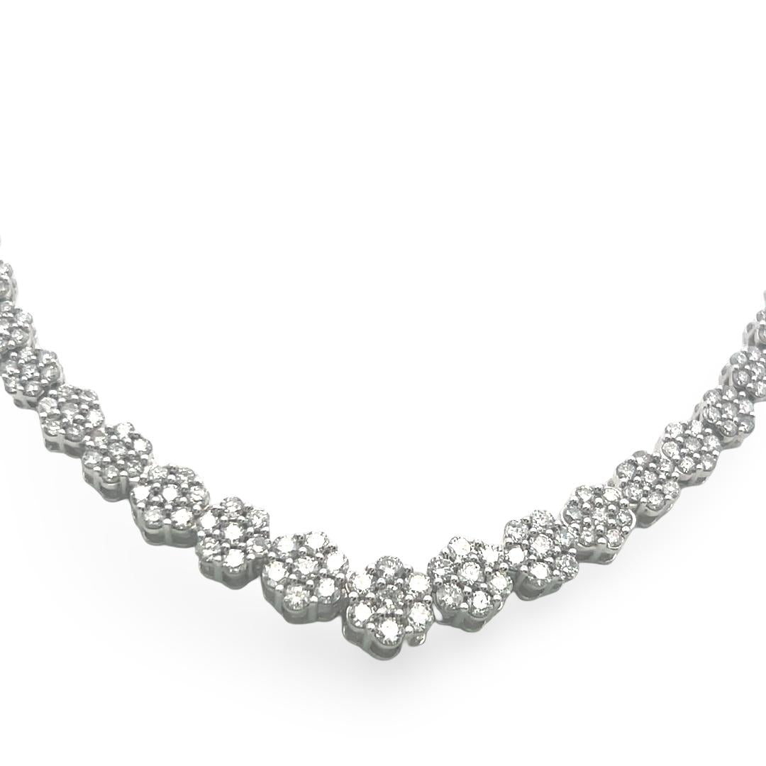 Vintage 14K White Gold Link Necklace with 3 Carat Round Diamonds 20.92 Gram