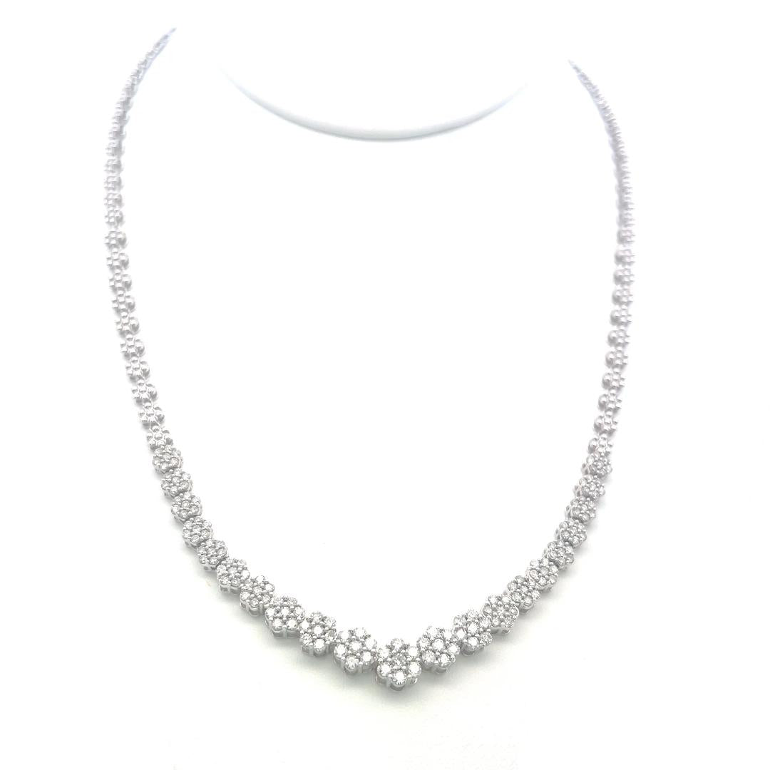 Vintage 14K White Gold Link Necklace with 3 Carat Round Diamonds 20.92 Gram