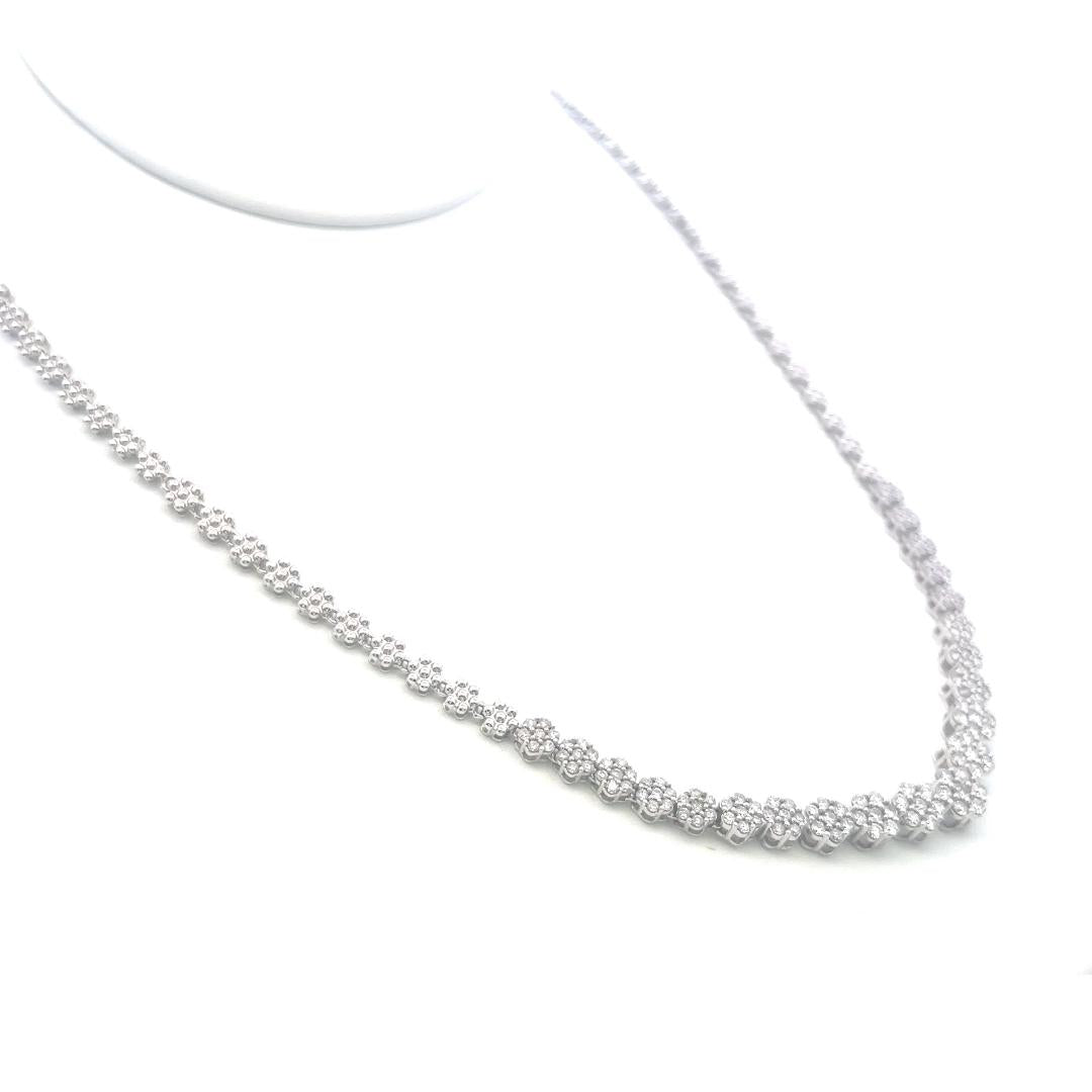 Vintage 14K White Gold Link Necklace with 3 Carat Round Diamonds 20.92 Gram
