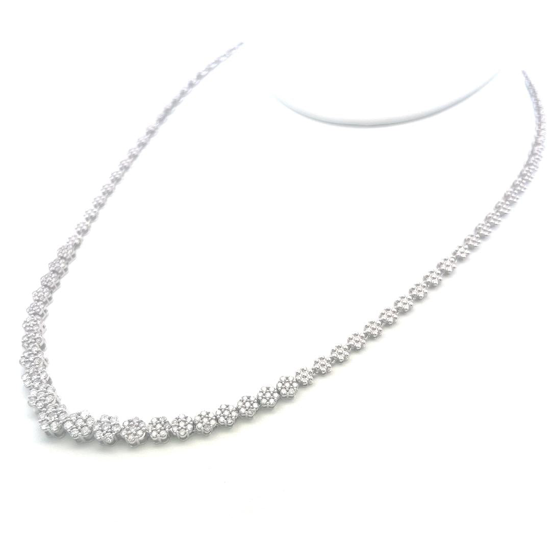Vintage 14K White Gold Link Necklace with 3 Carat Round Diamonds 20.92 Gram