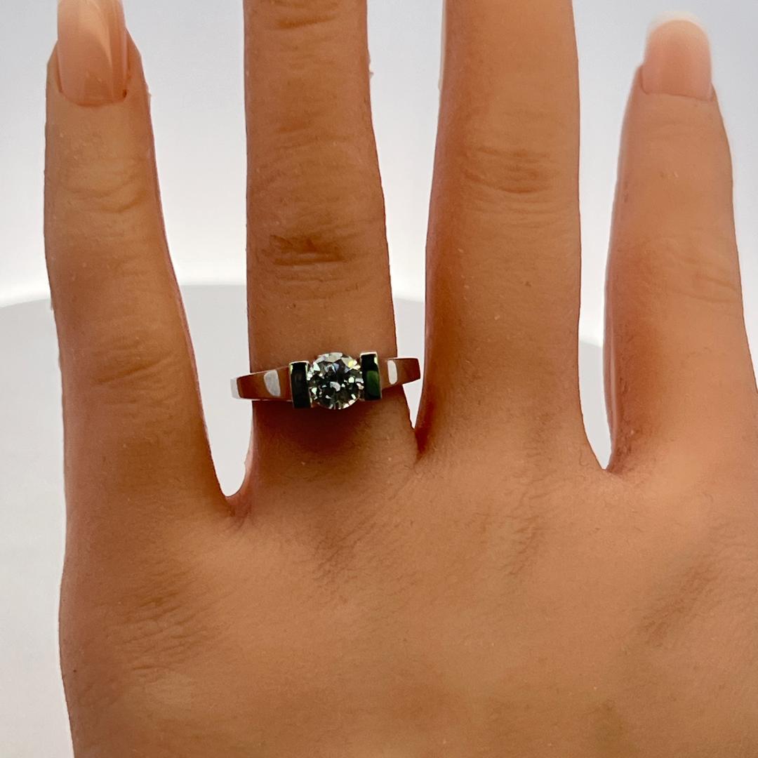 14K White Gold Engagement Ring with 1ct Lab-Grown and 0.04ct Natural Diamonds