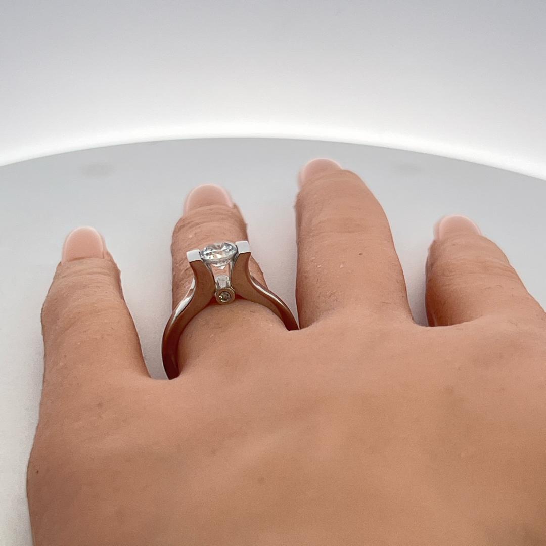 14K White Gold Engagement Ring with 1ct Lab-Grown and 0.04ct Natural Diamonds
