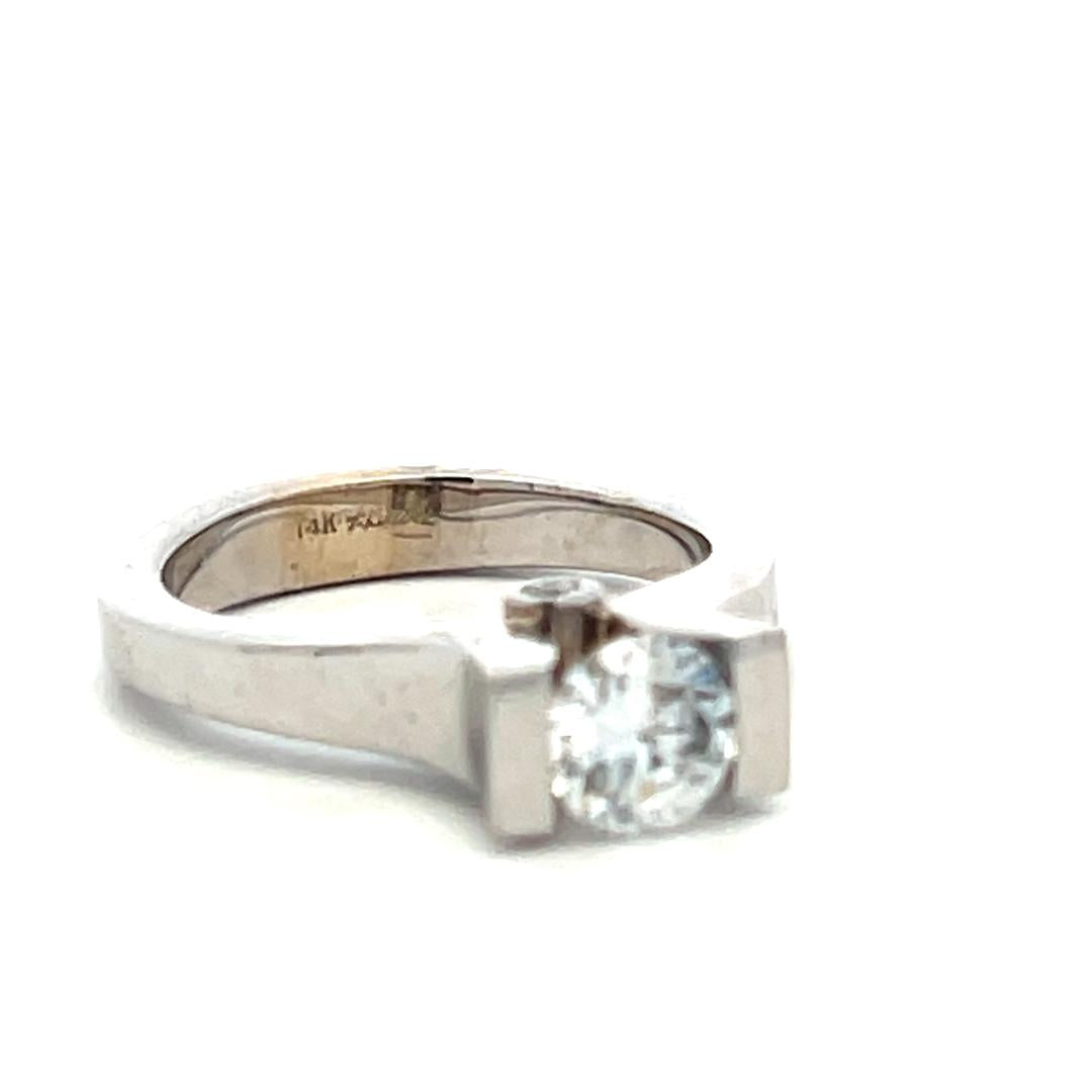 14K White Gold Engagement Ring with 1ct Lab-Grown and 0.04ct Natural Diamonds