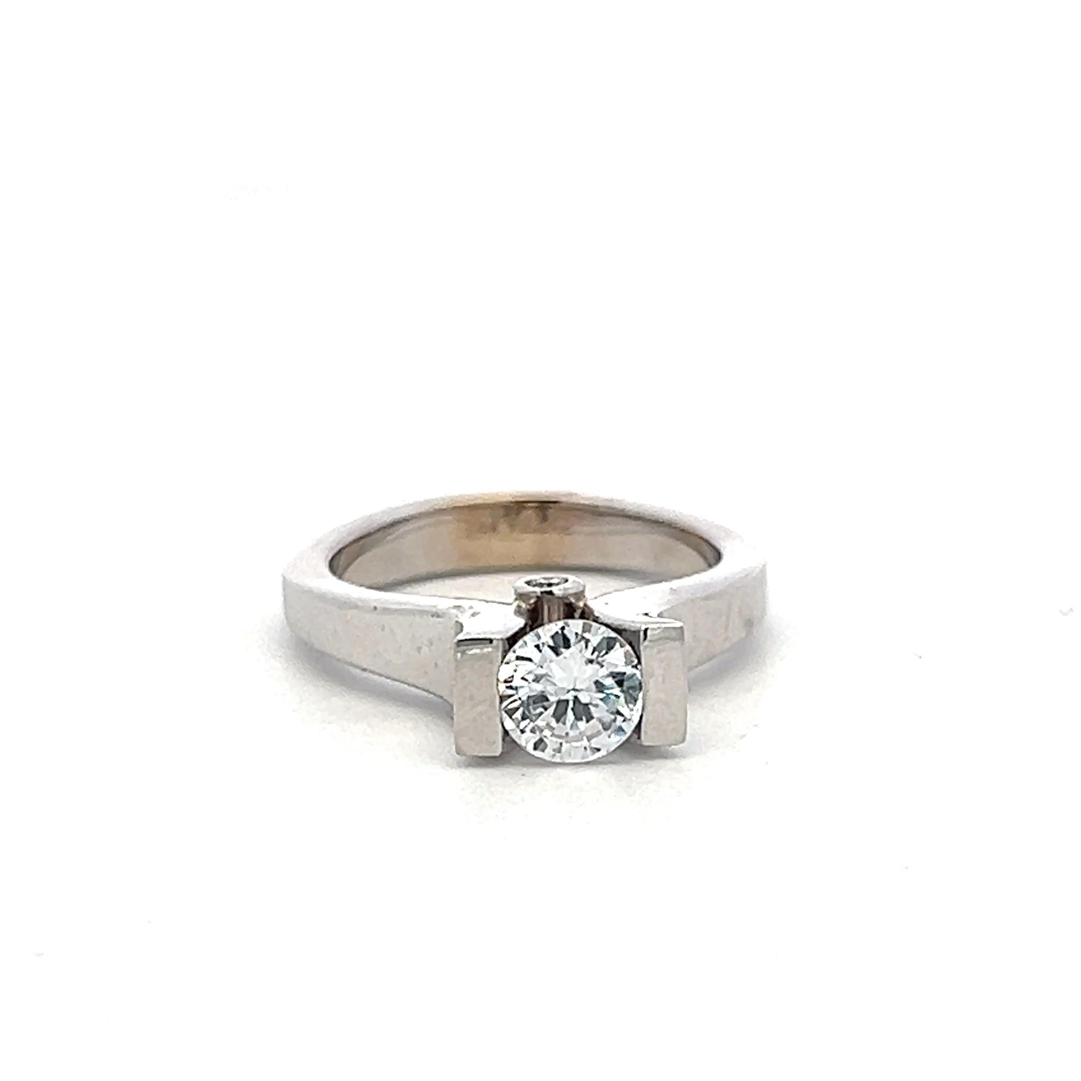 14K White Gold Engagement Ring with 1ct Lab-Grown and 0.04ct Natural Diamonds