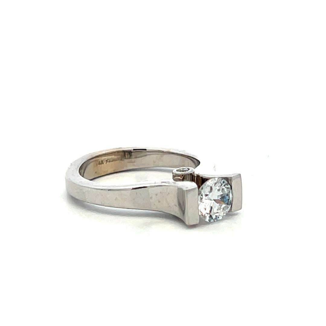 14K White Gold Engagement Ring with 1ct Lab-Grown and 0.04ct Natural Diamonds