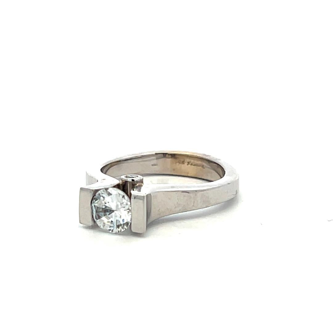 14K White Gold Engagement Ring with 1ct Lab-Grown and 0.04ct Natural Diamonds